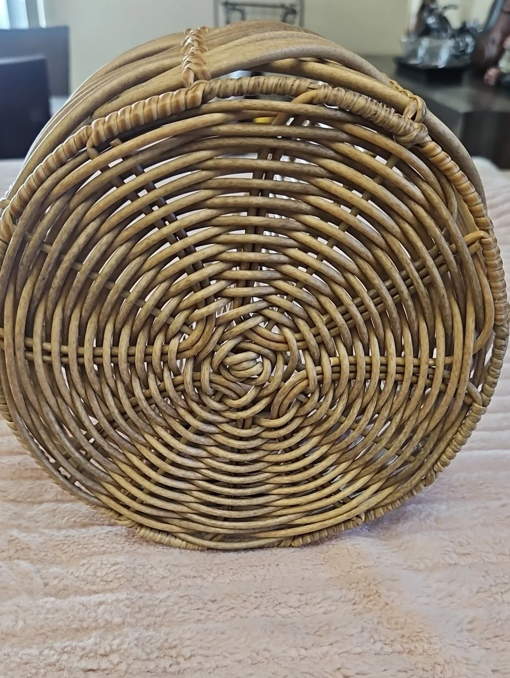 Vintage Wicker Divided Handled Basket - Natural Rattan